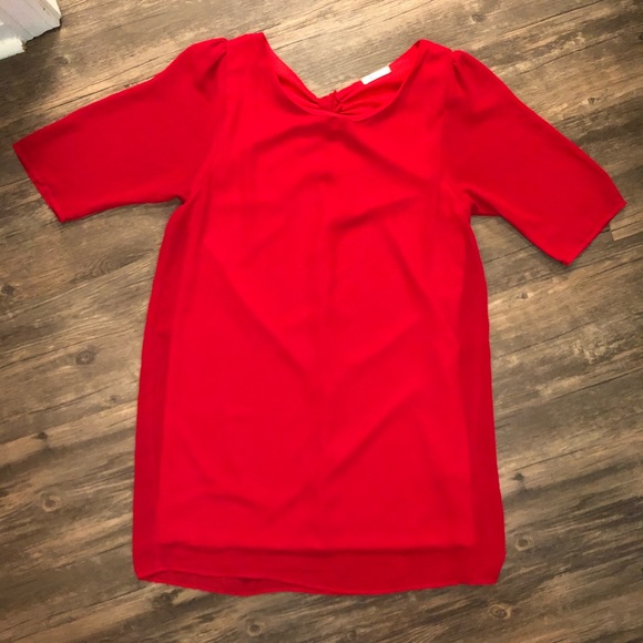 Red Shift Dress with Knot/Bow Back - Picture 2 of 7
